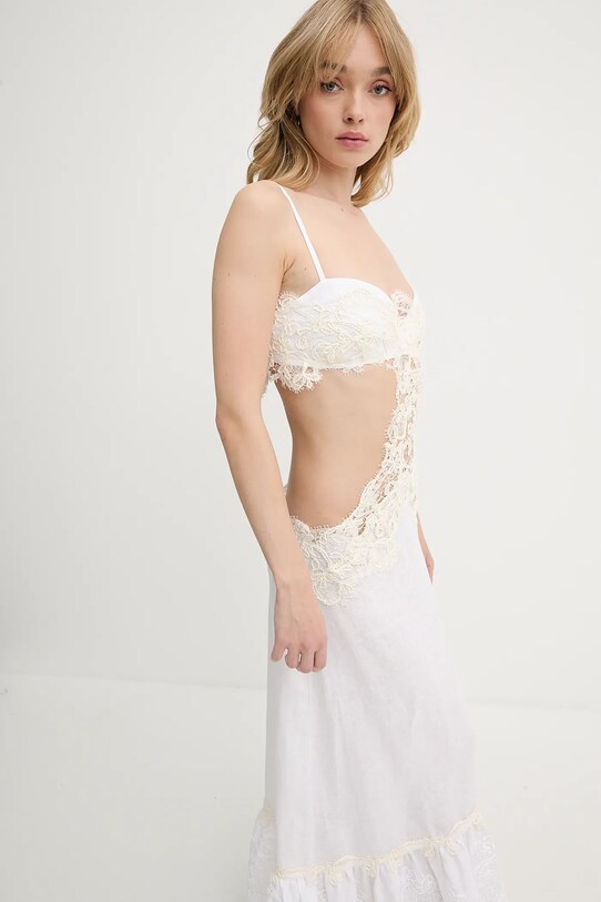 Haljina s dodatkom lana Ermanno Scervino bijela D464Q629NZB