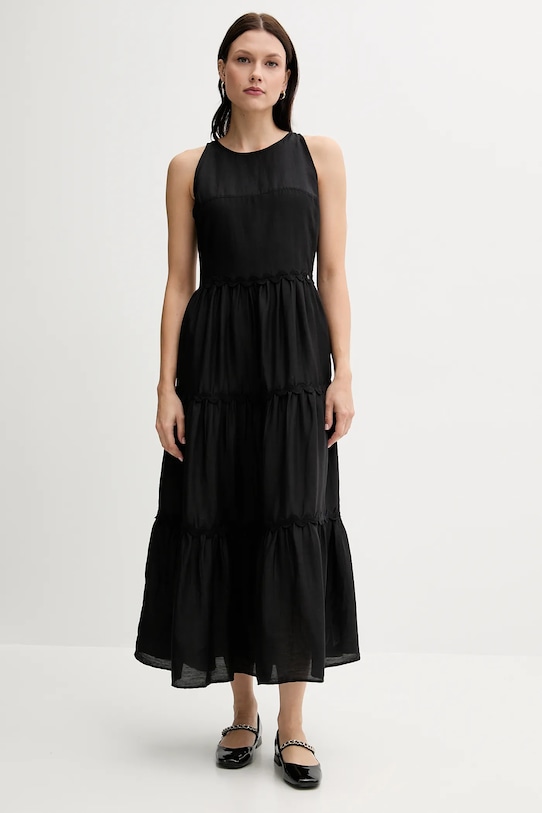 Pedro del Hierro sukienka z domieszką lnu casual czarny 3819824