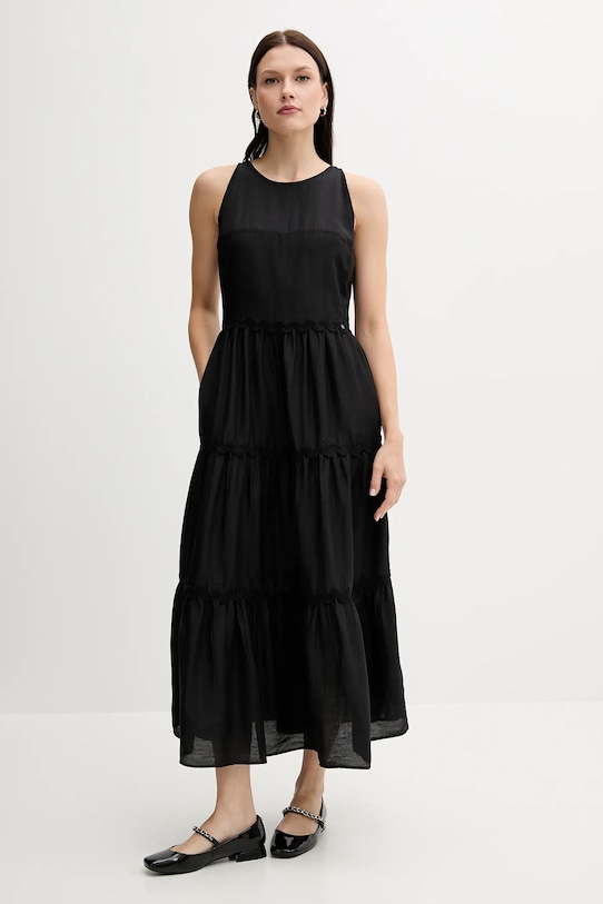 Odzież Pedro del Hierro sukienka z domieszką lnu 3819824 czarny