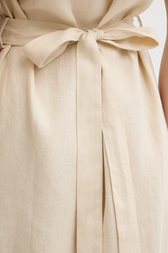 Pedro del Hierro sukienka lniana 3819821 beżowy