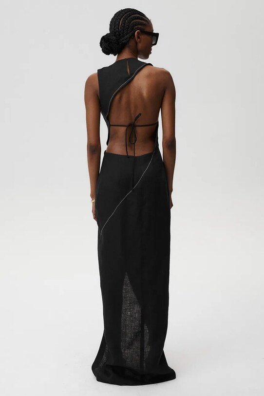 Lněné šaty Undress Code Margherita Dress Stitch černá 895