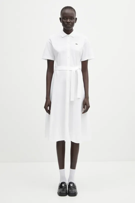 Бавовняна сукня Lacoste гладкий білий EF9621