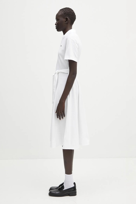 Lacoste sukienka bawełniana EF9621 biały SS25