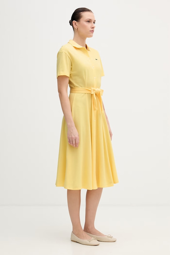 Lacoste sukienka letnia bawełniana EF9621 żółty SS26