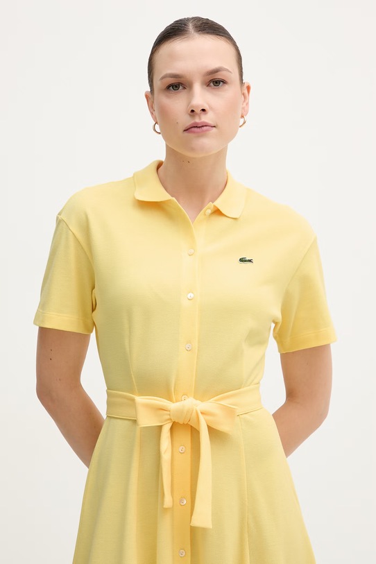Lacoste sukienka letnia bawełniana żółty EF9621