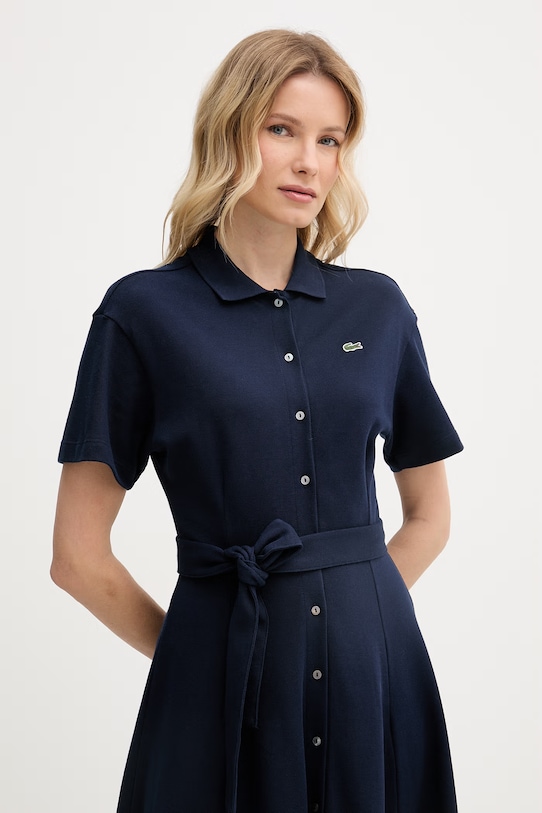 Lacoste letné šaty bavlnené tmavomodrá EF9621