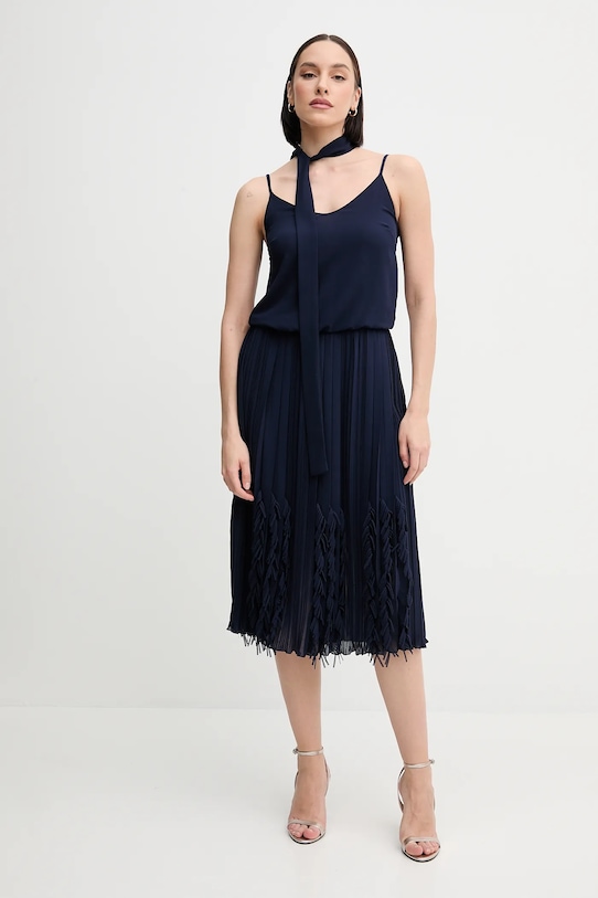 Φόρεμα Sandro Ferrone μυτερό άκρο σκούρο μπλε S18XBERYKER