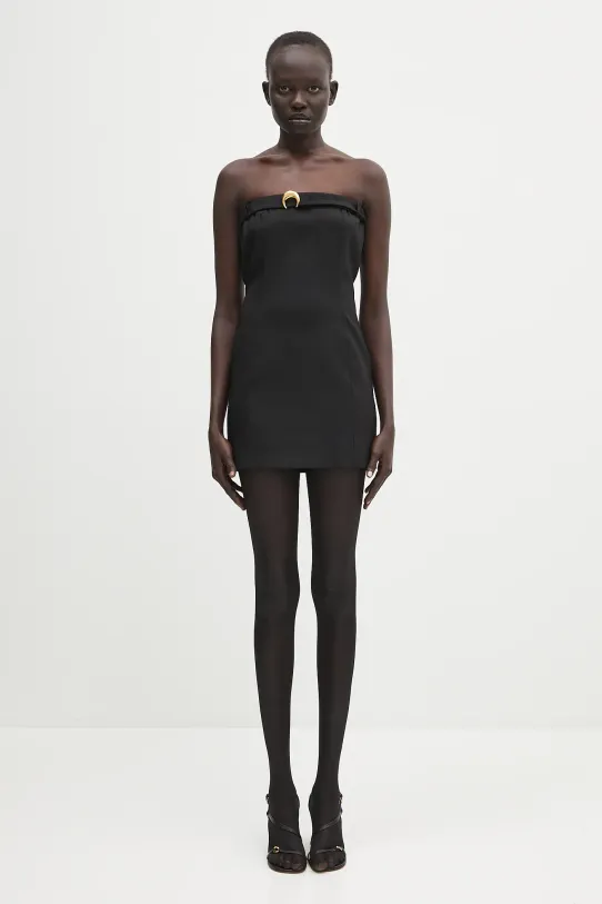 Vlnené šaty Marine Serre Virgin Wool Twill Chest Belt vlna čierna WDR355A.RWOV0001