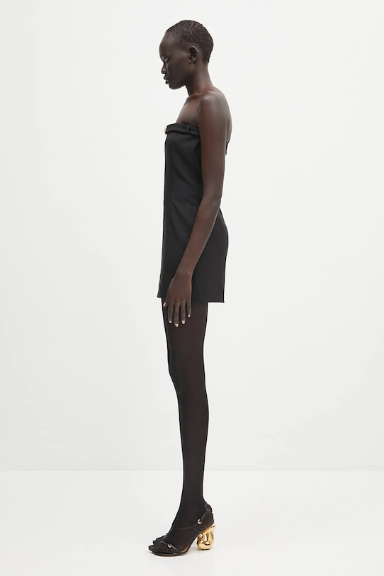 Vlnené šaty Marine Serre Virgin Wool Twill Chest Belt WDR355A.RWOV0001 čierna SS25