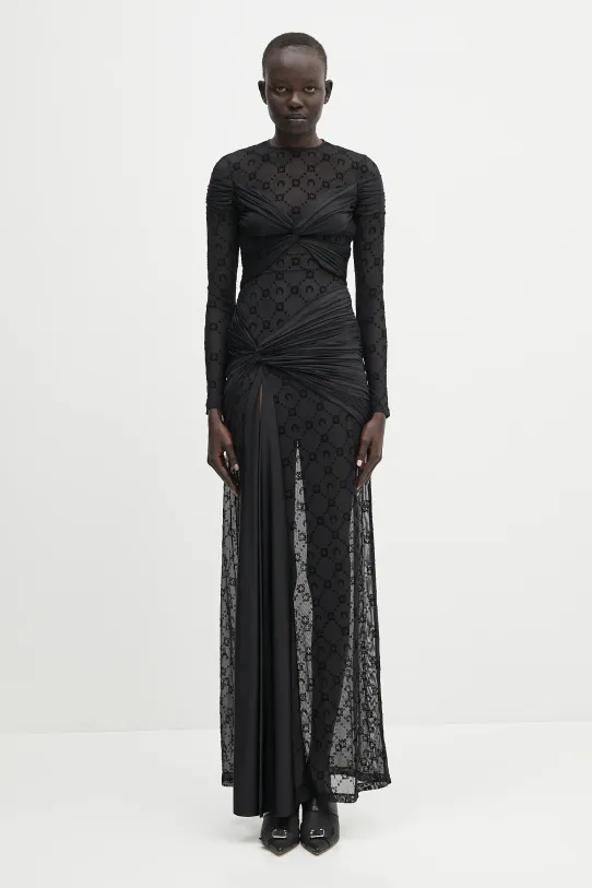 Marine Serre dress Draped Jersey Knotted maxi black WDR339A.RJER0018