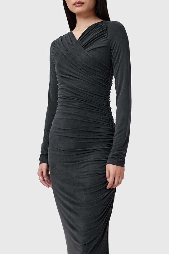 AllSaints rochie HANAKO CUPRO W015DC negru SS25