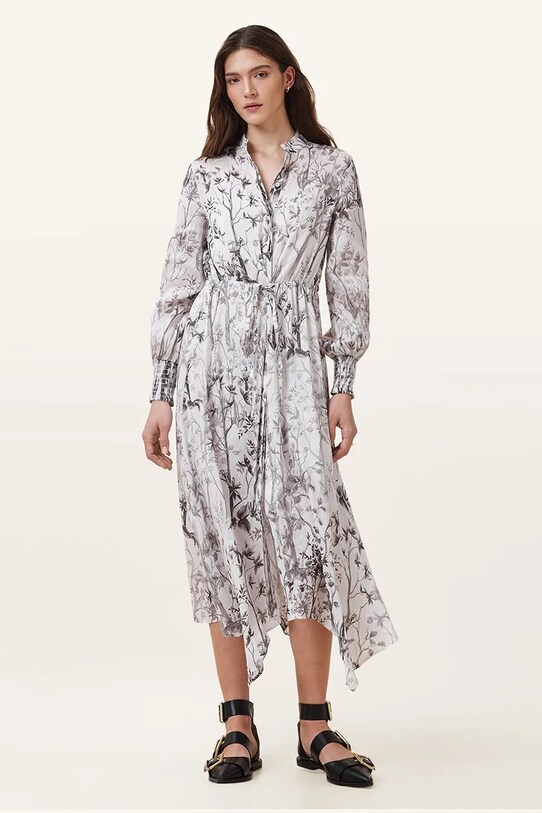 Lněné šaty AllSaints SKYLAR MAXI bílá W047DC