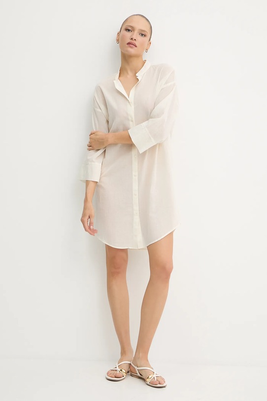 United Colors of Benetton rochie din bumbac 4DW35V02K bej SS25