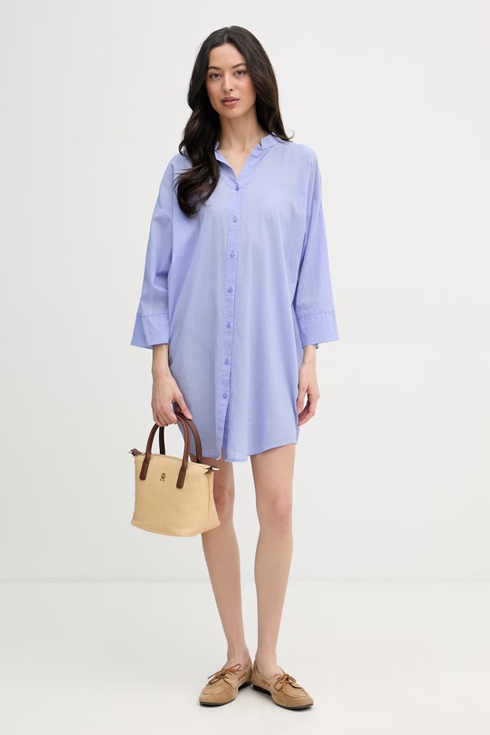 United Colors of Benetton рокля тип риза от памук 4DW35V02K син SS26