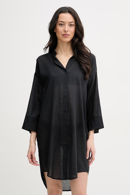 United Colors of Benetton рокля тип риза от памук черен 4DW35V02K