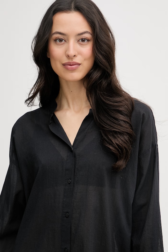 United Colors of Benetton рокля тип риза от памук черен 4DW35V02K