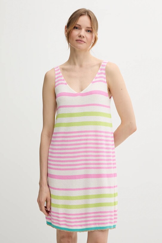 Хлопковое платье United Colors of Benetton узор розовый 11945V006