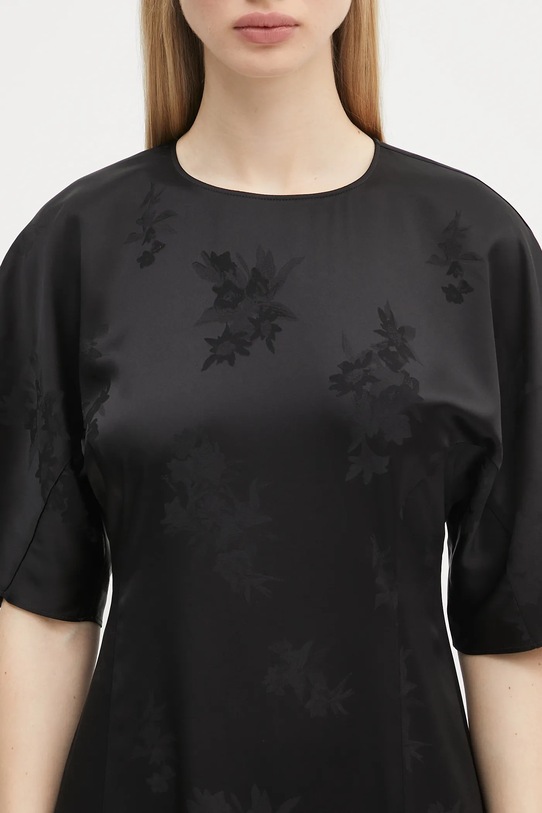 GANNI dress Fluid Satin Jacquard Slit Long black W0255