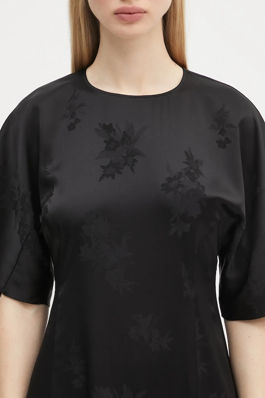 GANNI dress Fluid Satin Jacquard Slit Long W0255 black