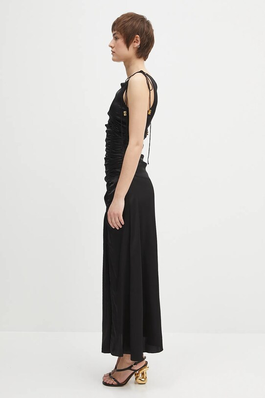 Платье GANNI Solid Satin Gathered Long W0381 чёрный SS25