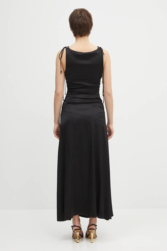 Одежда Платье GANNI Solid Satin Gathered Long W0381 чёрный
