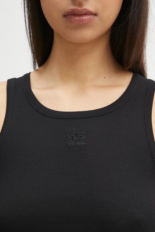 GANNI sukienka Soft Cotton Rib Tank Top Long czarny T3935