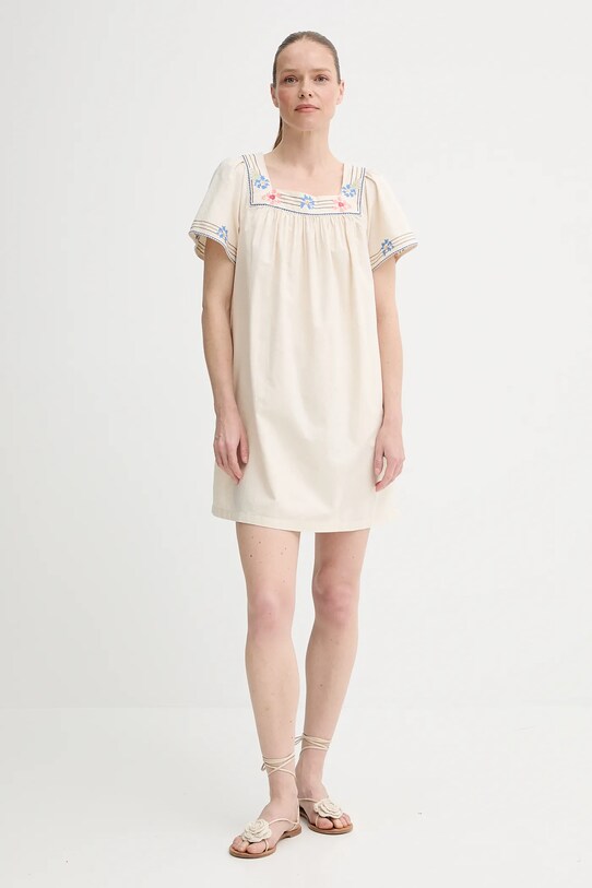 Levi's sukienka z domieszką lnu AMBRE BABYDOLL DRESS 001HT beżowy SS25
