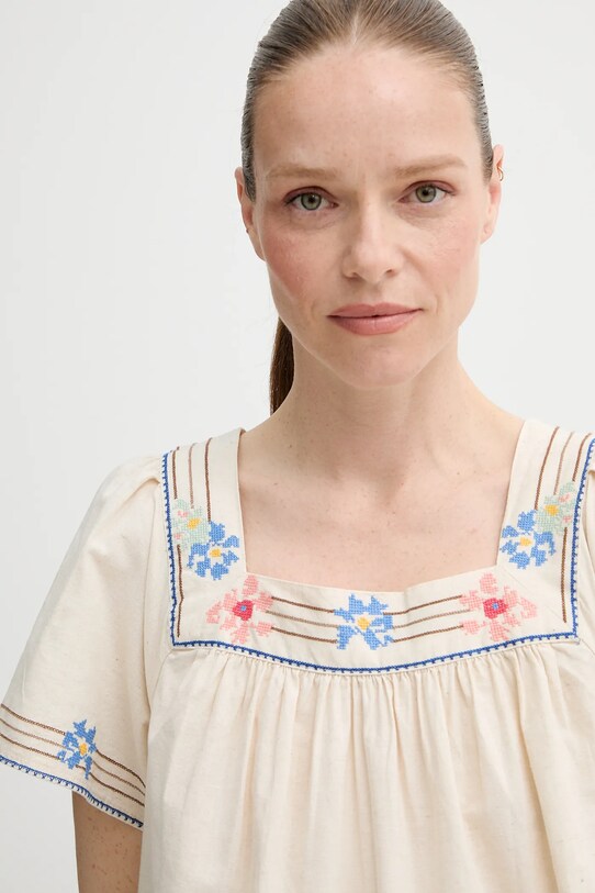 Levi's sukienka z domieszką lnu AMBRE BABYDOLL DRESS beżowy 001HT
