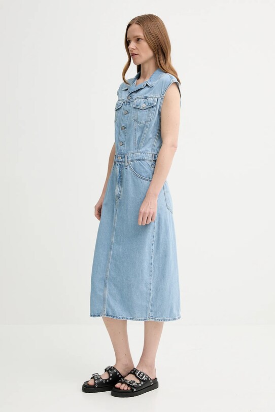 Levi's rochie jeans ICONIC SLEEVELESS DRESS 001WF albastru SS25