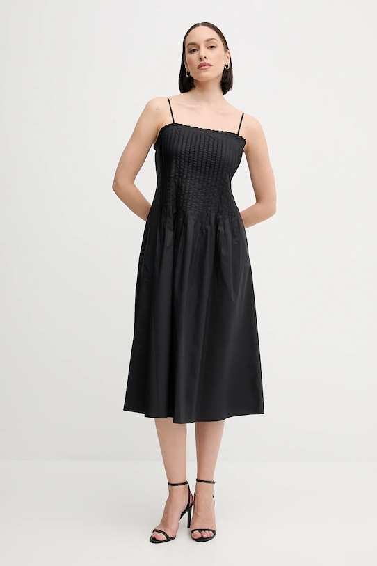 Sisley rochie din bumbac midi negru 4XUCLV076