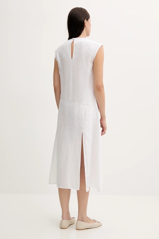 Sisley rochie din in 4AGHLV073 alb SS25