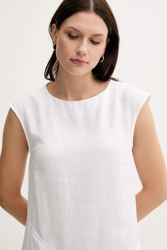 Îmbrăcăminte Sisley rochie din in 4AGHLV073 alb