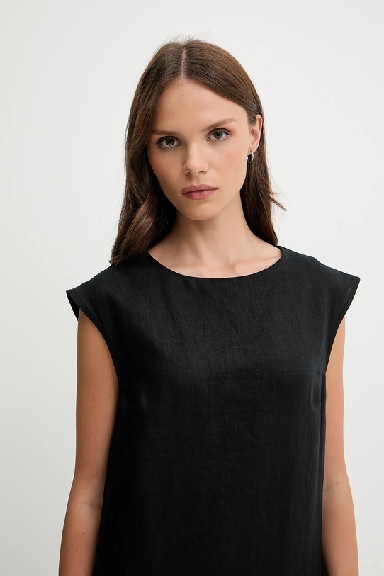 Sisley rochie din in 4AGHLV073 negru