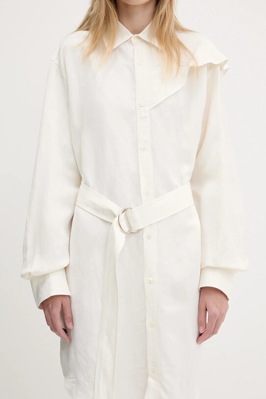 JW Anderson vestito con aggiunta di lino Cape Shoulder Drape beige DR0474.PG1690.002