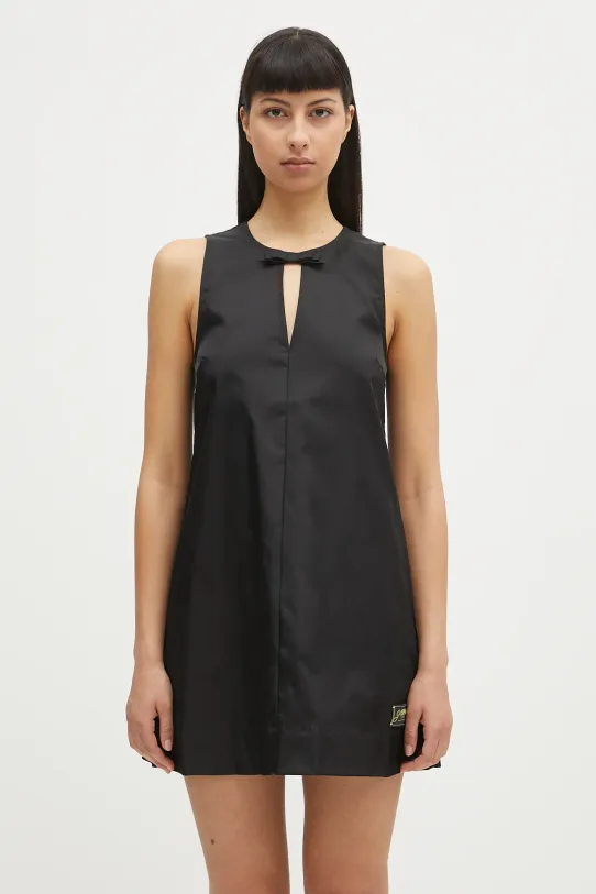 Haljina GANNI Duchesse Nylon Mini ravni crna W0472