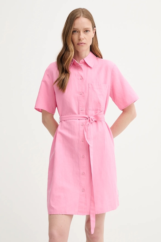 Ľanové šaty Marc O'Polo ľan ružová 5000006435