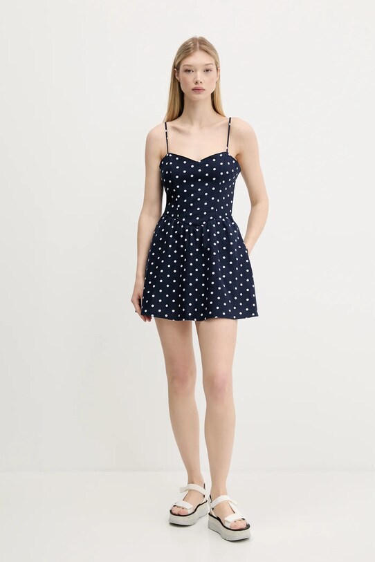Hollister Co. sukienka lniana KI359.5224.205 granatowy SS25