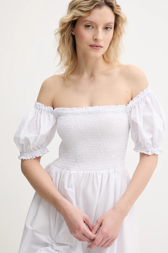 The Sleeper rochie din bumbac alb BRDR06P001R