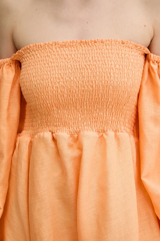 The Sleeper sukienka lniana ATDR01P014R pomarańczowy