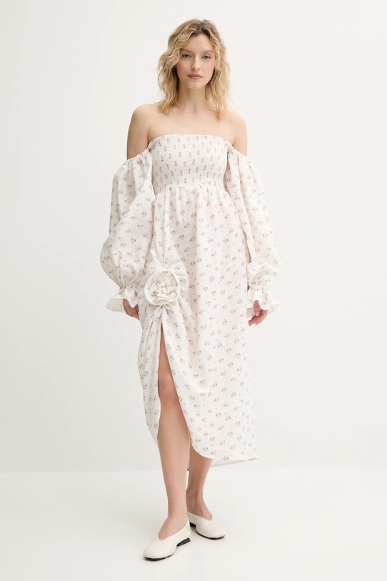 The Sleeper rochie din in maxi alb ATDR01F015R