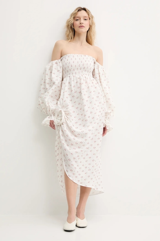 The Sleeper rochie din in ATDR01F015R alb SS25