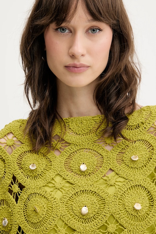 Never Fully Dressed sukienka z domieszką wełny NFDDR2124 zielony