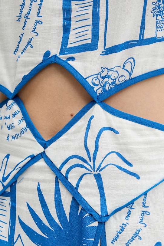 Рокля с лен Never Fully Dressed NFDDR2034 син