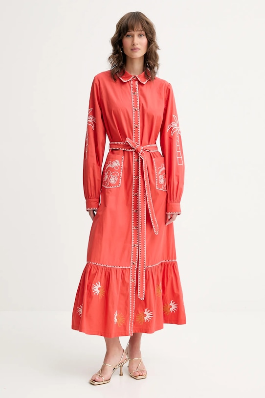 Never Fully Dressed sukienka bawełniana casual czerwony NFDDR1965