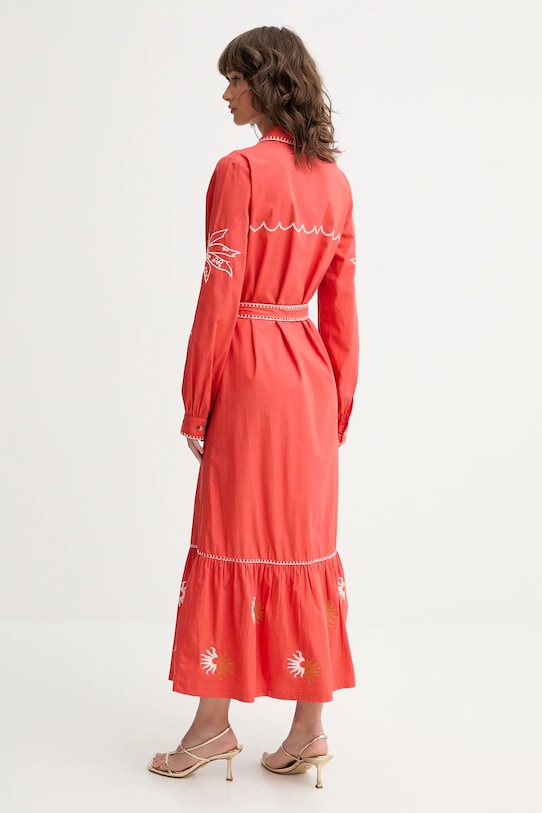 Never Fully Dressed sukienka bawełniana NFDDR1965 czerwony SS25