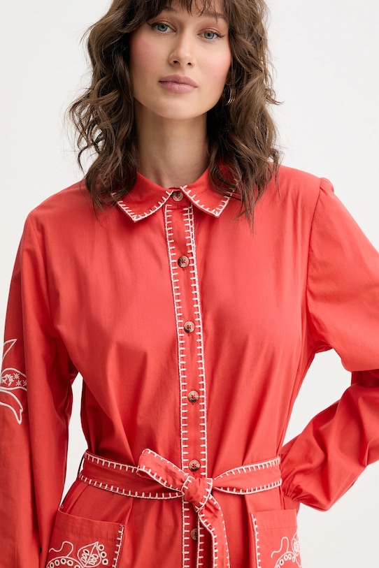 Never Fully Dressed sukienka bawełniana czerwony NFDDR1965