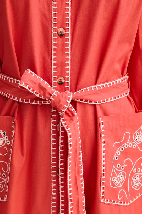 Never Fully Dressed sukienka bawełniana NFDDR1965 czerwony