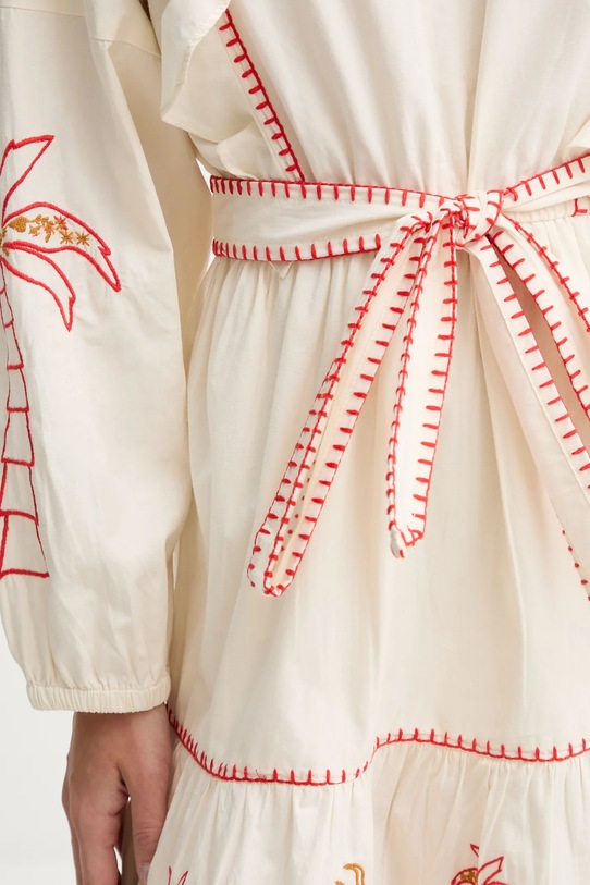 Never Fully Dressed sukienka bawełniana NFDDR1964 beżowy