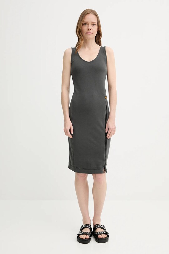 G-Star rochie din bumbac D26593.E040 gri SS25