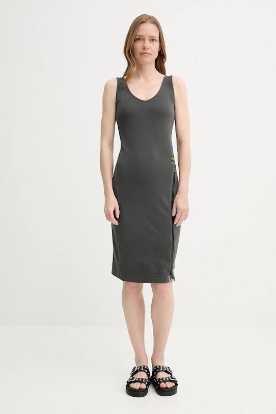 G-Star sukienka bawełniana D26593.E040 szary SS25